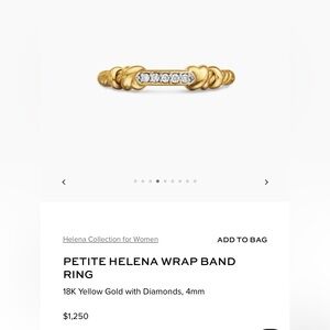 David Yurman - Petite Helena Wrap band, size 6, 18k yellow gold with diamonds.